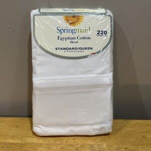 Vtg Springmaid Egyptian Cotton Blend White Pillowcase Standard/Queen (2) New
